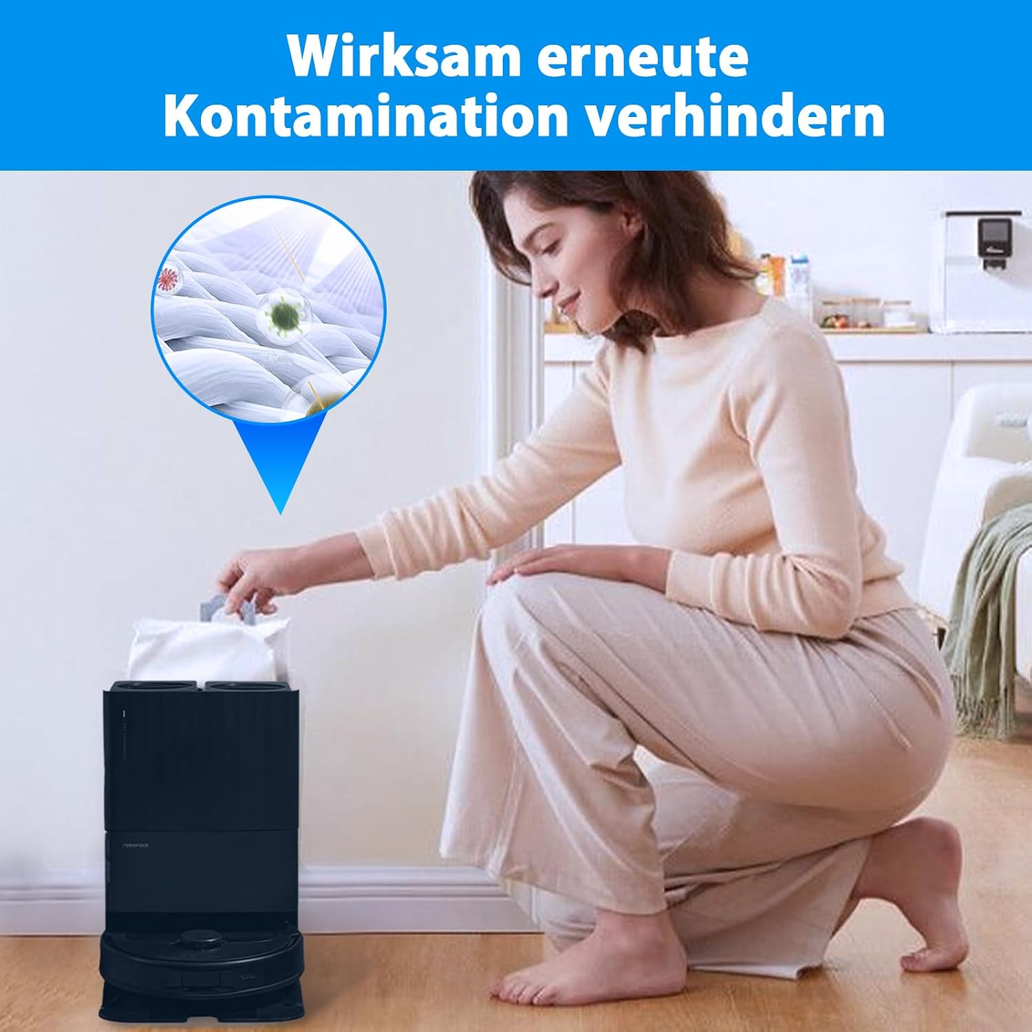 Thumbnail 4 de KGC 12er Staubbeutel kompatibel mit Roborock QV 35A & Q Revo Serien – Große Kapazität, Vierfach-Filtration