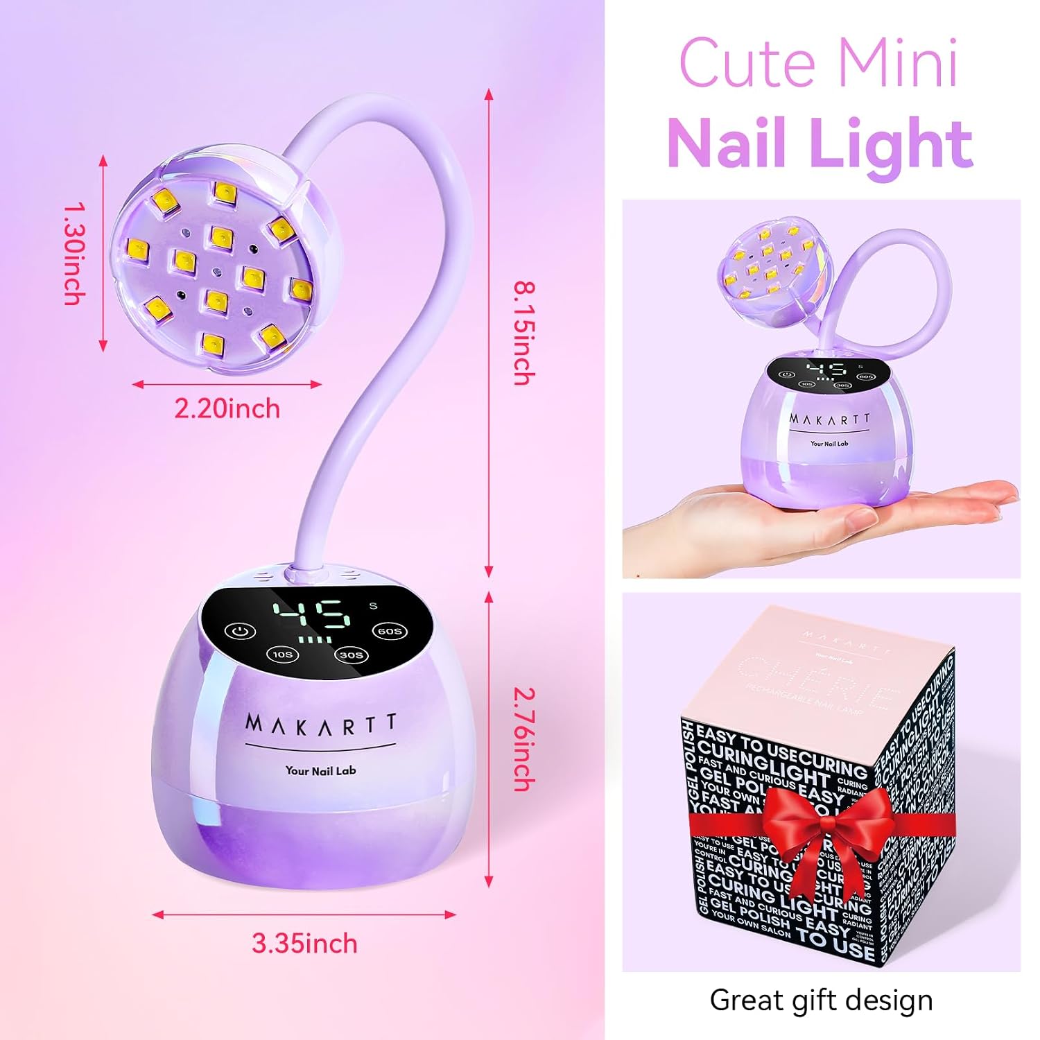 Thumbnail 2 de Makartt UV LED Nail Lamp with Gooseneck — Cordless 39mW/cm² Quick Gel Curing