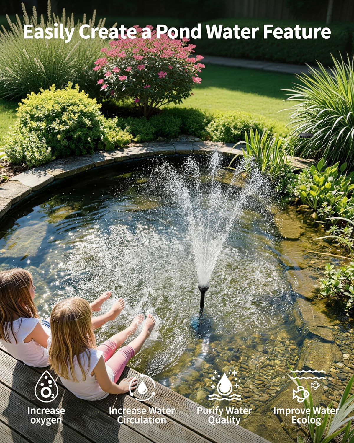 Thumbnail 6 de POPOSOAP Pond Fountain with RGB Lights (40W Submersible Pump, 2100 L/h) for Day & Night Pond Decoration