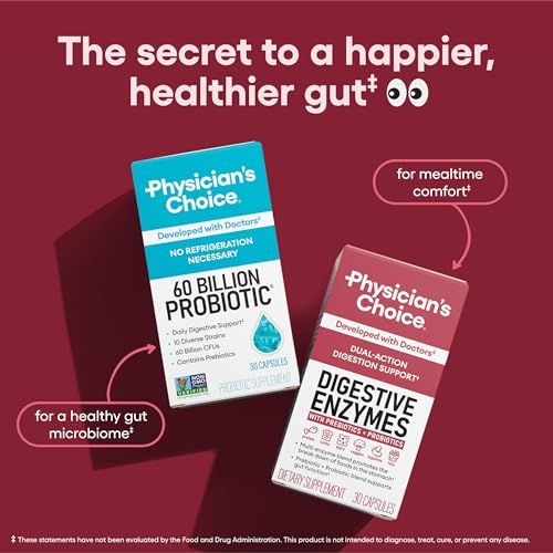 Detalle de Physician's CHOICE Digestive Enzymes for Bloating & Digestion — 16 Enzymes, SBO Probiotics & Organic Prebiotics, 60 Count