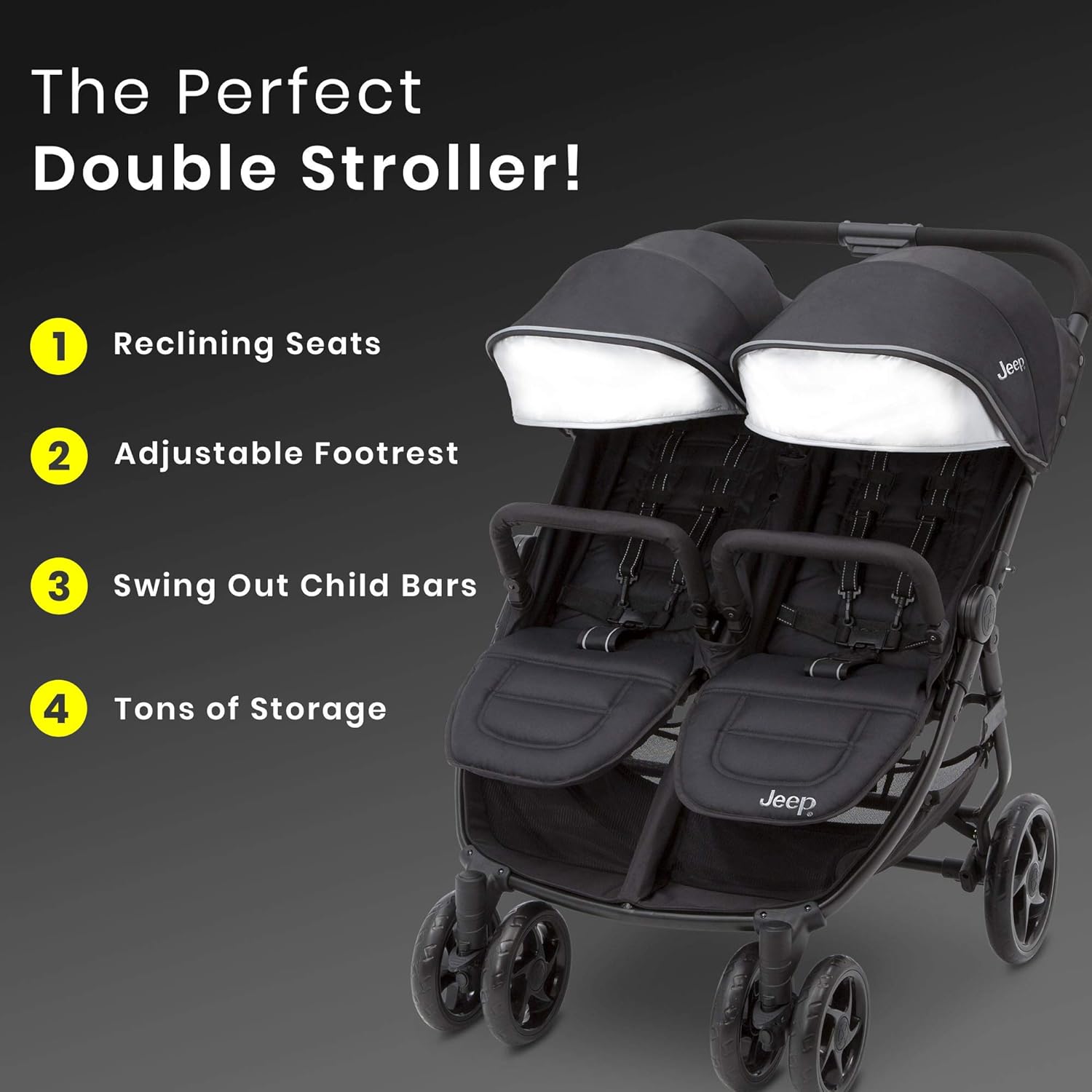 Thumbnail 2 de Jeep Destination Ultralight Side x Side Double Stroller (Midnight) for 2 kids