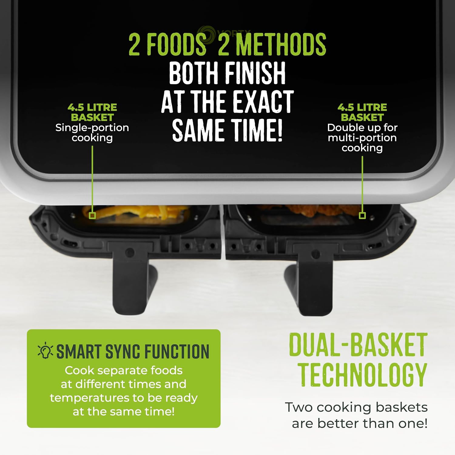 Detalle 2 de Tower Vortx Vizion 9L dual basket air fryer