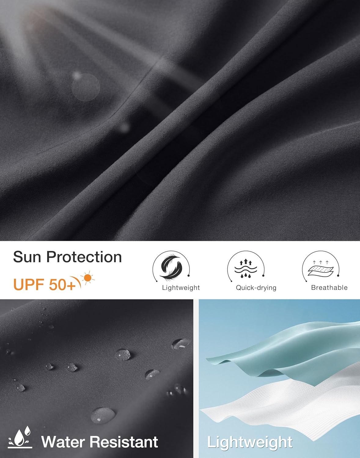 Thumbnail 5 de Pudolla Men’s 9-Inch Hiking Cargo Shorts with 5 Zipper Pockets (Lightweight, Quick-Dry, UPF 50+)