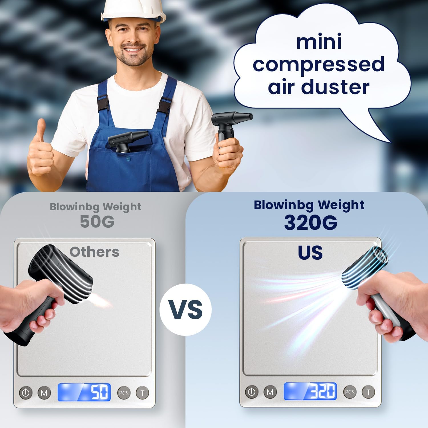 Thumbnail 3 de Compressed Air Duster 200000RPM Cordless Electric Air Blower with 3 Nozzles