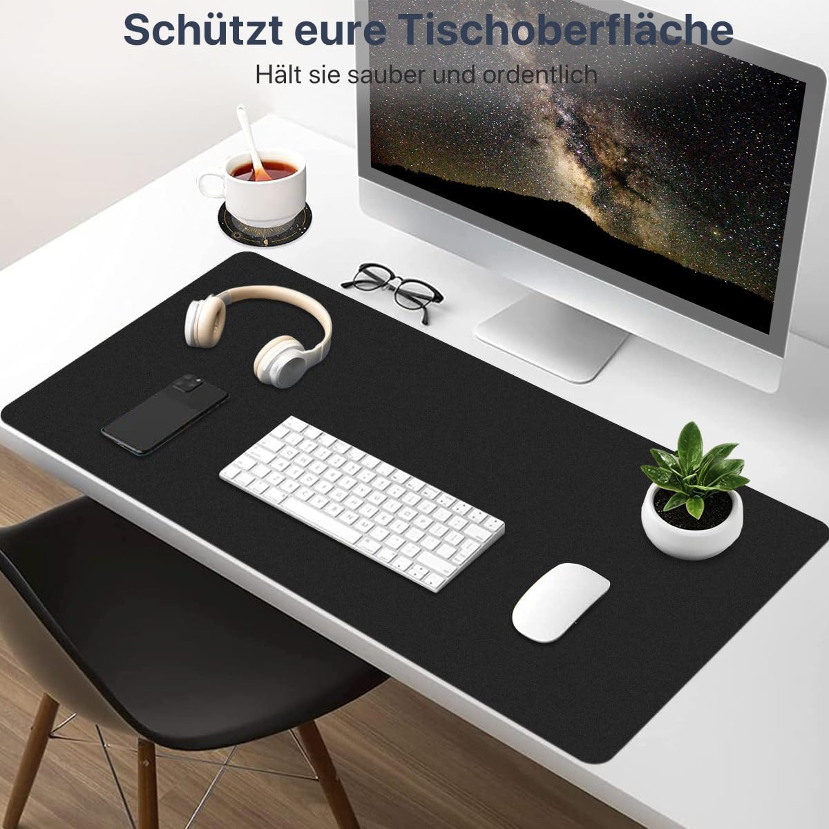 Thumbnail 1 de Sevenpers Schreibtischunterlage 80 x 40 cm (XXL) doppelseitig aus PU-Leder, wasserdicht & rutschfest – Schwarz
