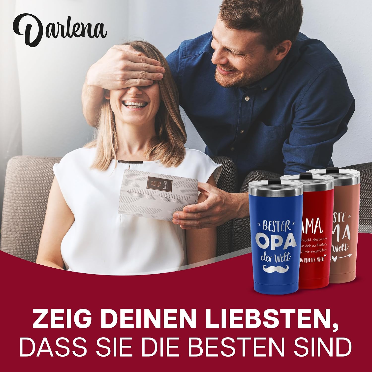Thumbnail 6 de Darlena Thermobecher Beste Mama (Lustig) – 500 ml, Geschenkbox inkl. Edelstahl-Strohhalm