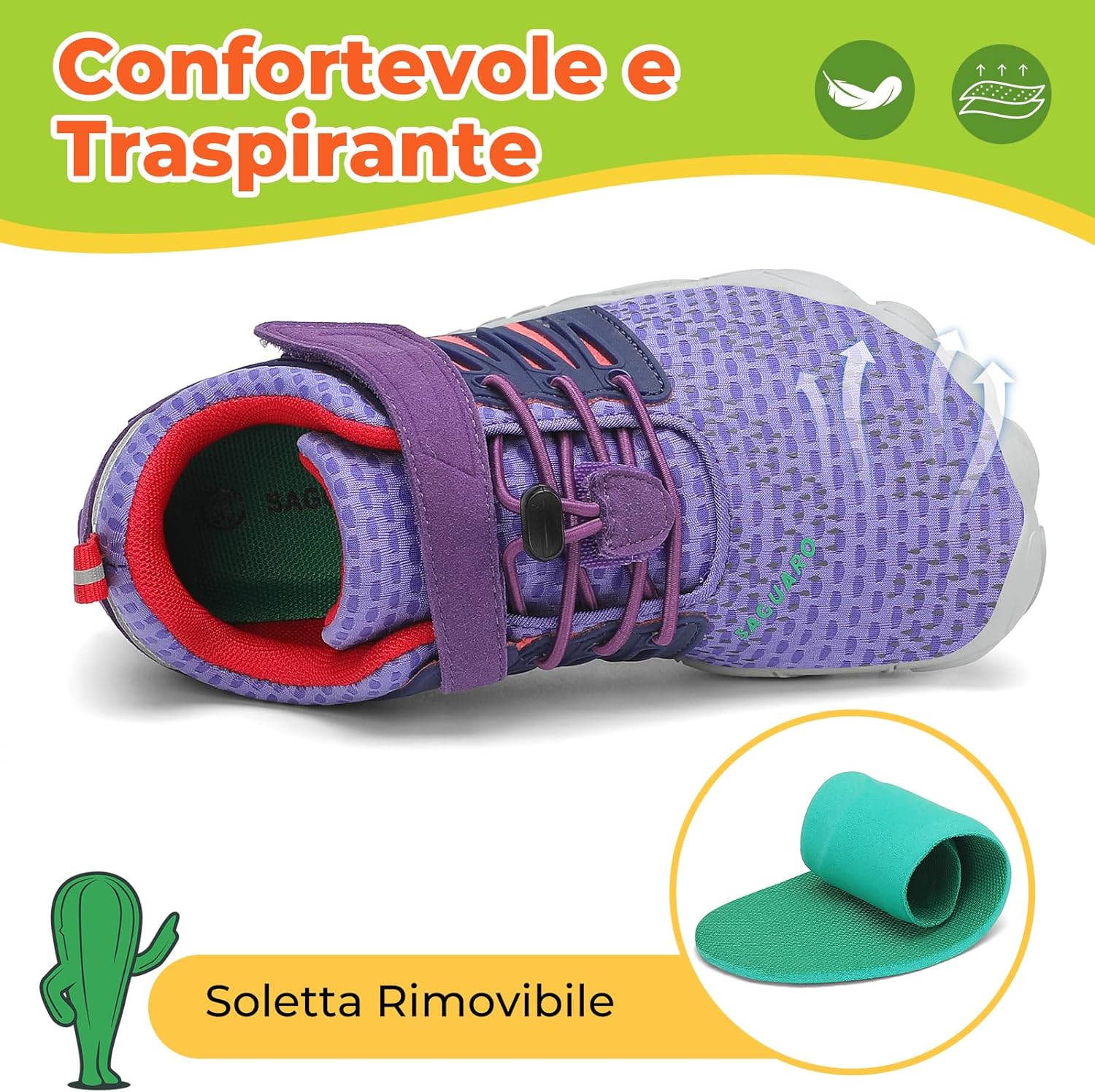 Thumbnail 2 de SAGUARO Barefoot Shoes Bambini traspiranti antiscivolo (Gr. 24-36) – scarpe minimaliste per acqua e spiaggia