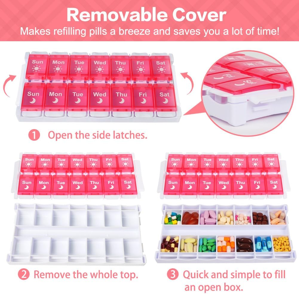 Thumbnail 1 de Shintop 7-Day Pill Organizer, AM/PM Compartments with Push-Button Lids