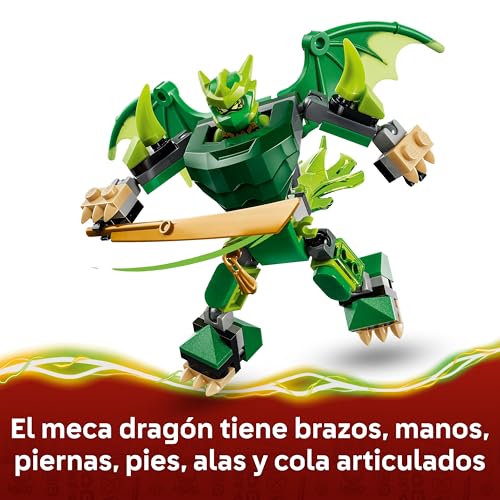 Detalle de LEGO Ninjago Pack de Combate: Meca Dragón de Lloyd (71862) – Figura articulada, 3 minifiguras y armas para jugar y decorar