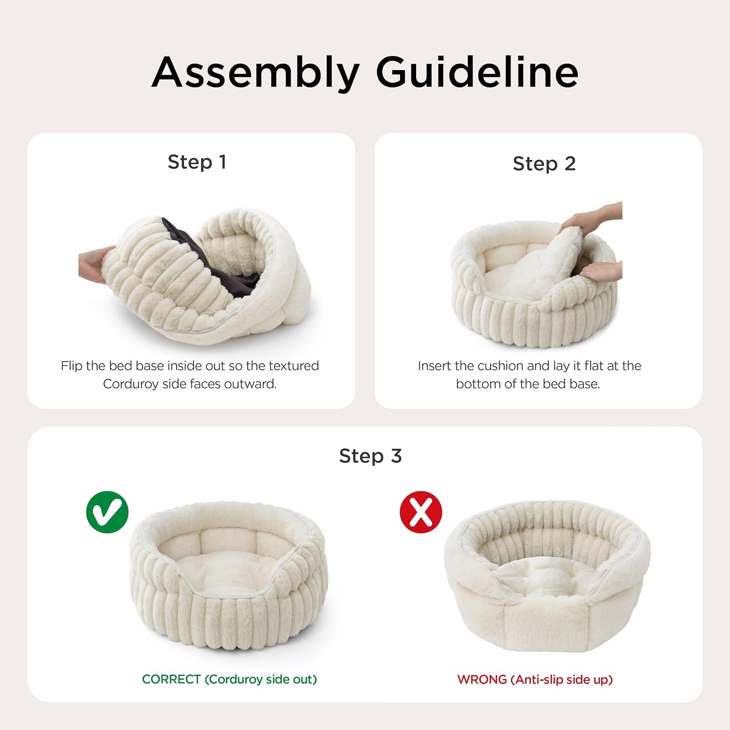 Thumbnail 6 de Bedsure Cat Bed Washable Kitten Bed (58x58cm) Corduroy Fleece Round – Washable, Non-Slip Base, Reversible Cushion