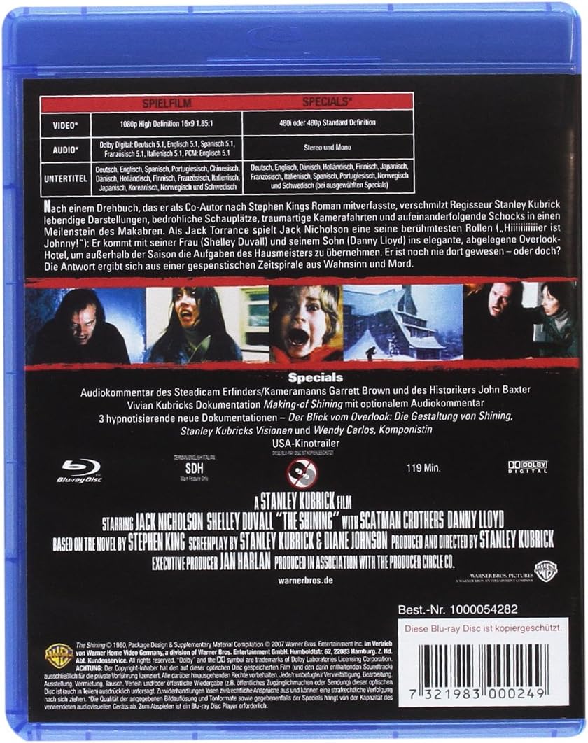 Detalle 2 de The Shining (1979) Blu-ray – Import, English Audio and Multiple Subtitles