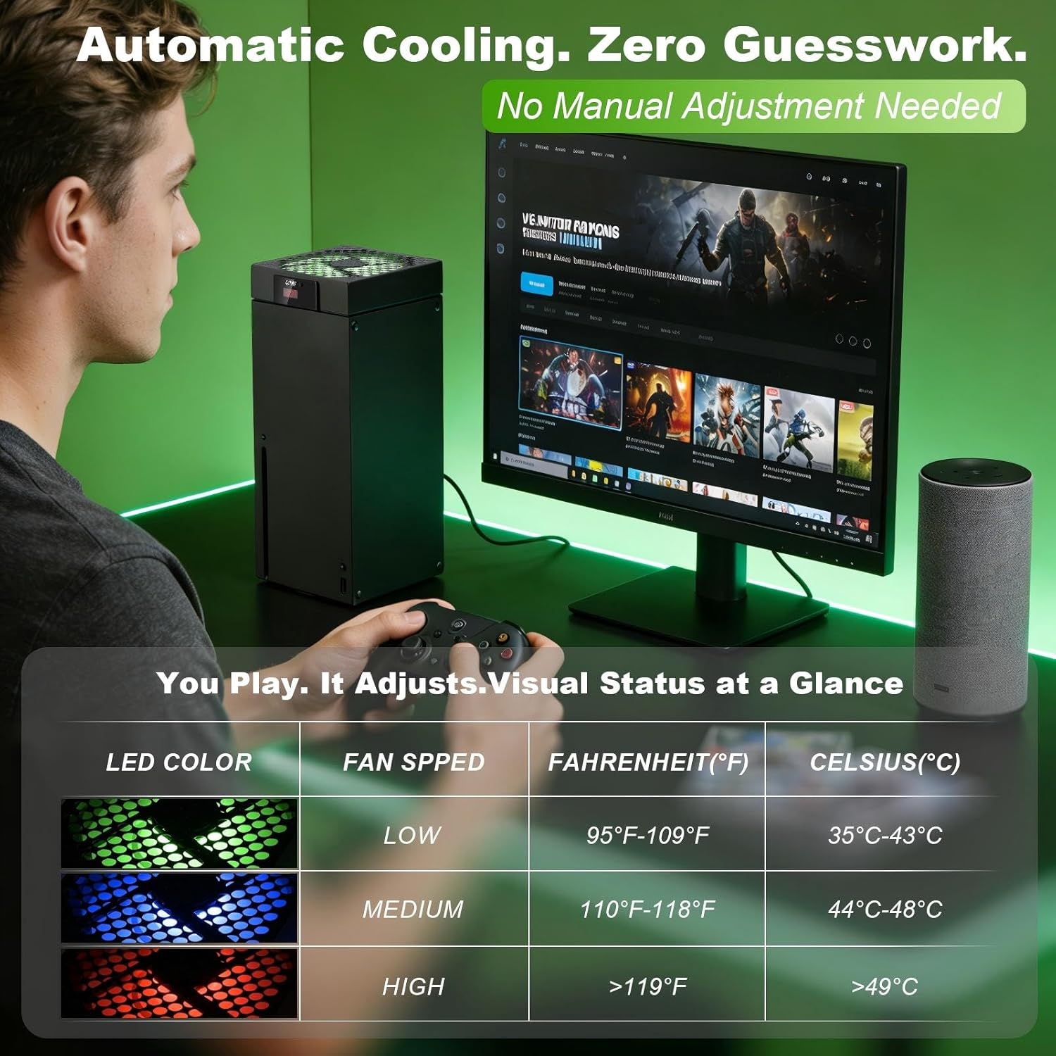 Thumbnail 4 de G-STORY 140mm Cooling Fan for Xbox Series X with Automatic Temperature Speed Control and RGB LED Display