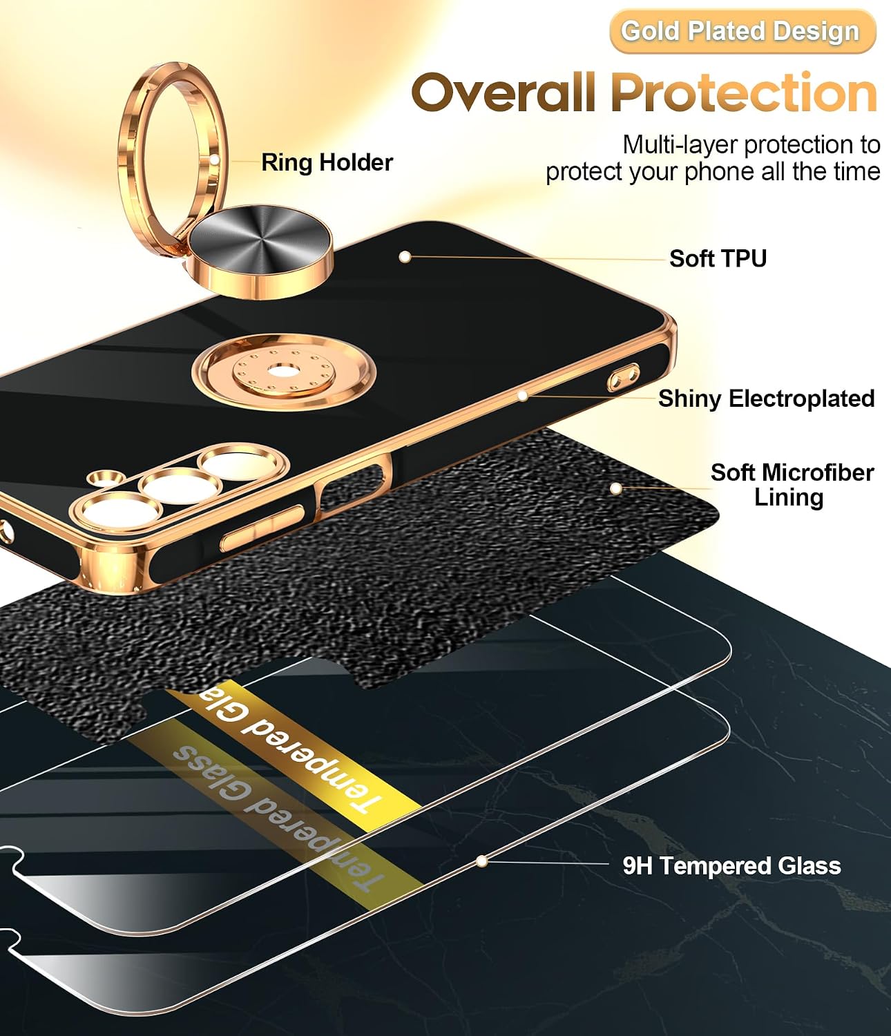 Detalle de LeYi Galaxy A16 5G Case with 360° Magnetic Kickstand, Black TPU