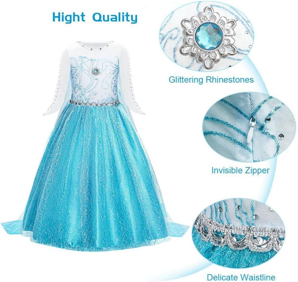 Detalle 1 de URAQT Prinzessin-Kostüm Mädchen 140 cm Set