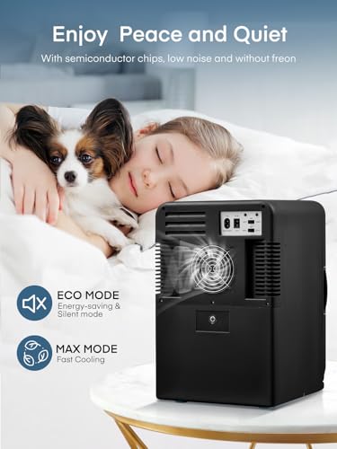 Detalle de FOHERE Mini Nevera Portátil 15L: Frío/Calor, 12V/220V, Silenciosa para cosméticos y snacks