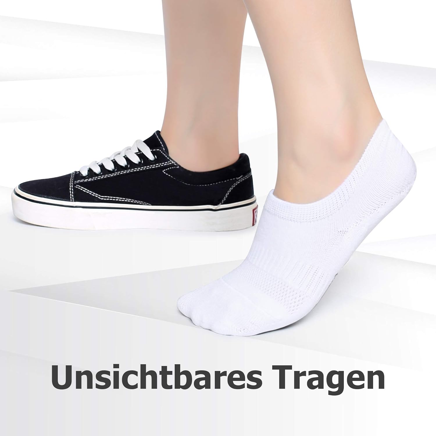 Detalle de Falechay 10 Paar Sneaker Socken (No-Show) – Damen & Herren, unsichtbar im Schuh