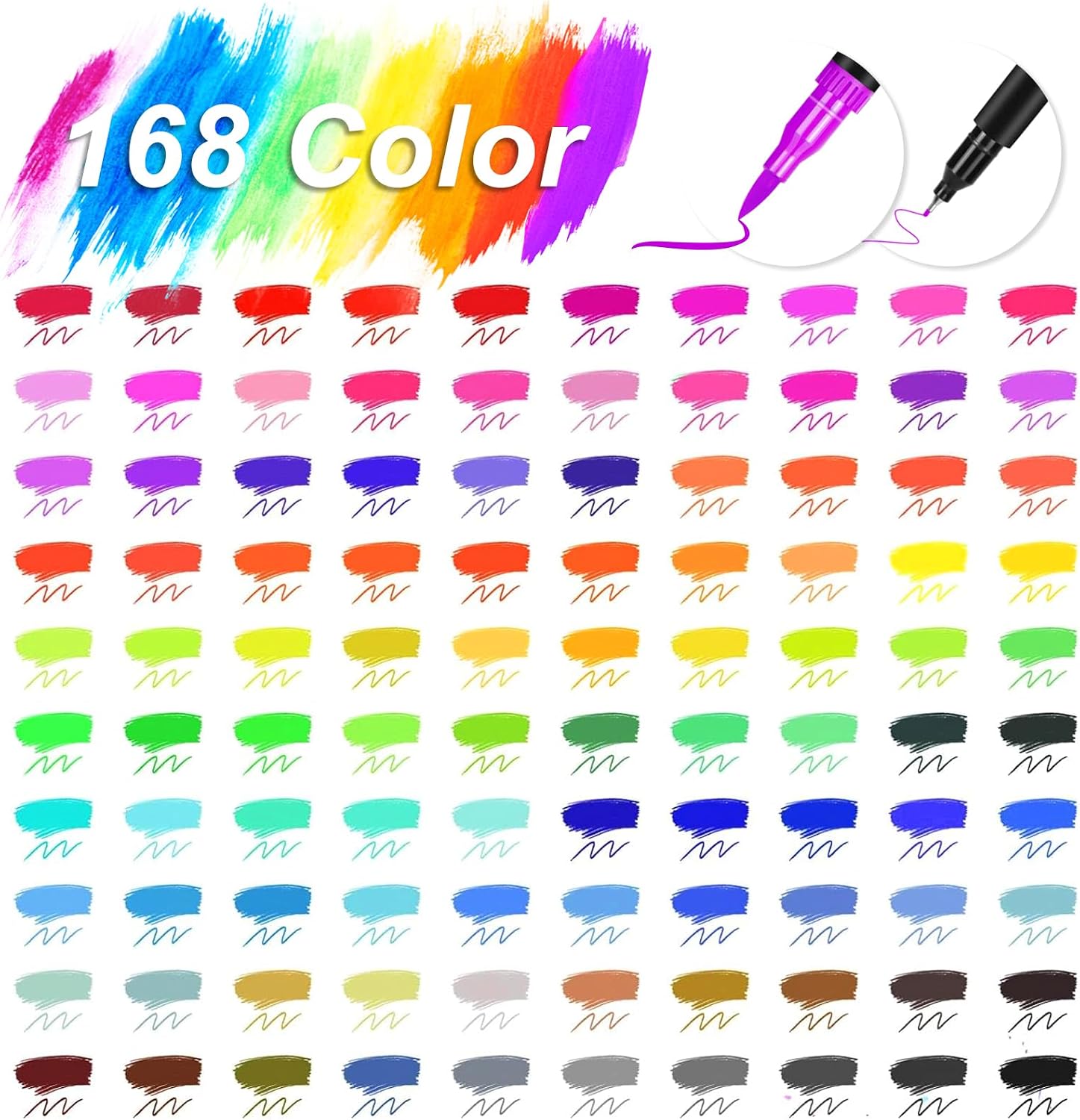 Detalle de Sanyetral 168 Colouring Pens for Adults – Dual Tip Brush Pens Set