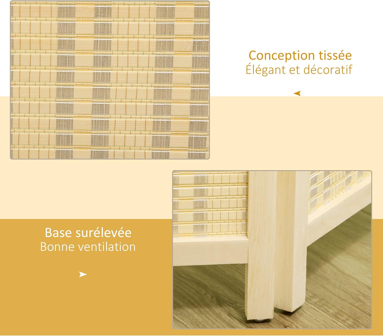 Thumbnail 2 de HOMCOM Paravent Interieur Bois 4 Panneaux 180 x 180 cm