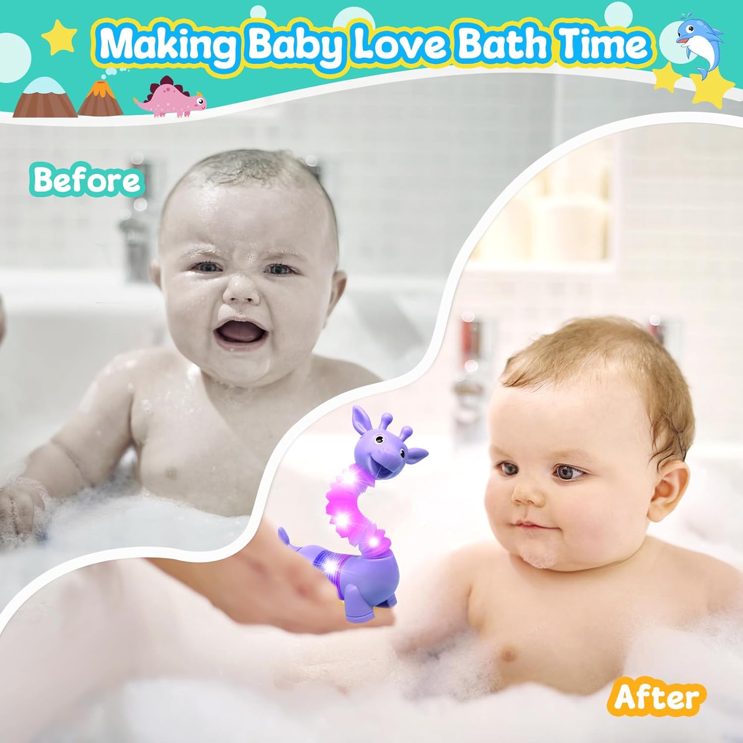 Detalle de DELEE Animal pop bath toys LED 4 pack