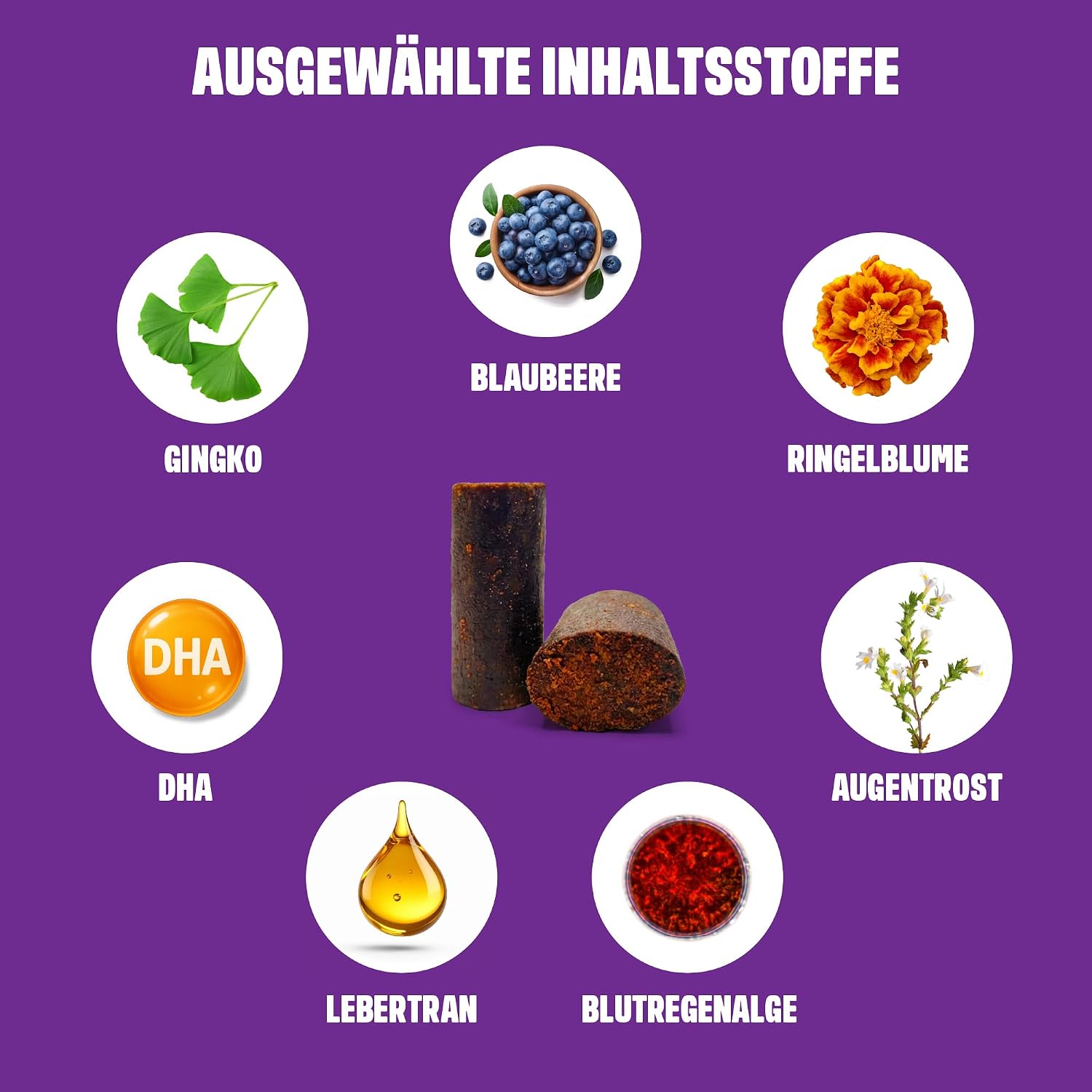 Detalle 2 de ivvi Vision Augenpflege Snacks für Hunde mit DHA, Astaxanthin & Blaubeere – 60 weiche Snacks