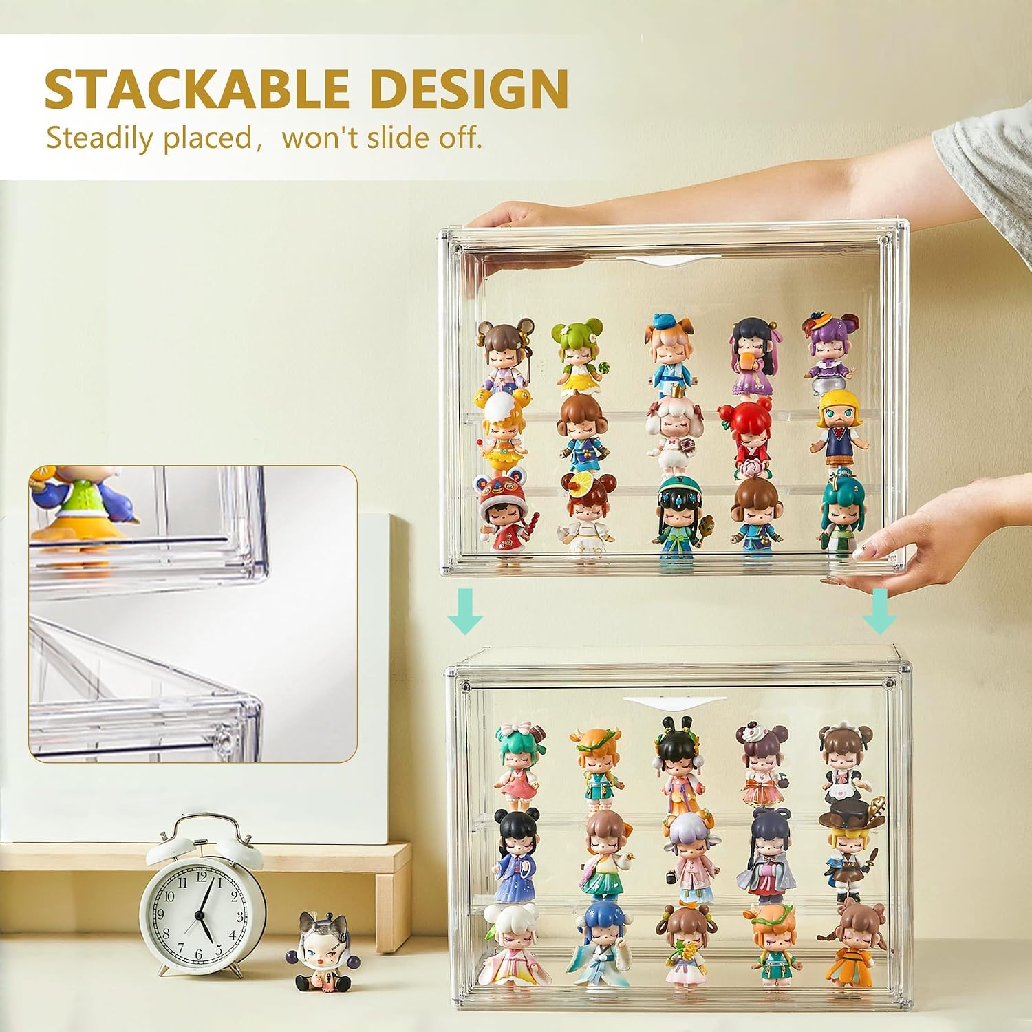 Thumbnail 6 de HCAEDE JXDPC Acrylic Display Case, 3-Layer Clear Cabinet with Magnetic Door