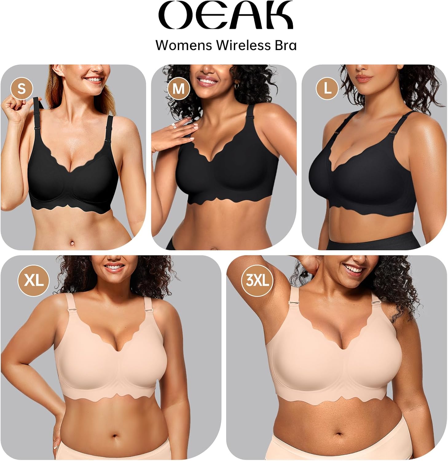 Thumbnail 6 de OEAK Women Jelly Bras No Underwire Scalloped Push Up Buttery Soft T-shirt Bra