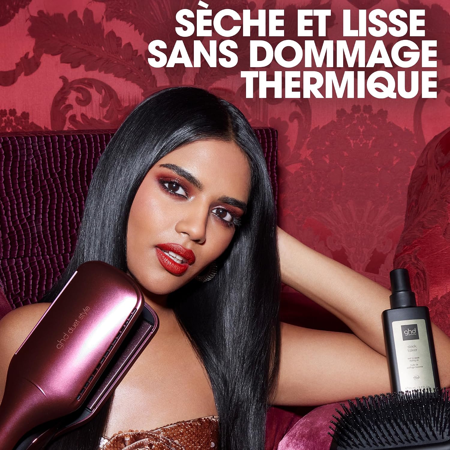 Detalle 2 de ghd Duet Style 2-en-1: Coffret Lisseur séchant (Bordeaux) — Cheveux secs et lisses en un seul geste