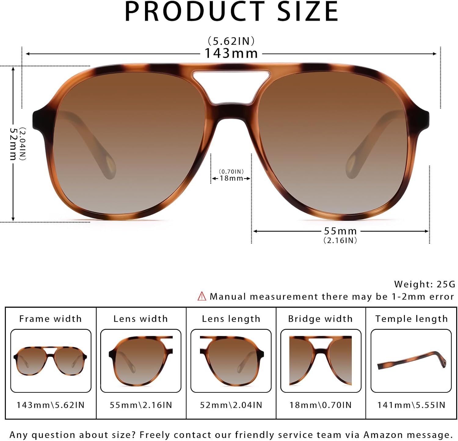 Thumbnail 4 de YDAOWKN Aviator Sunglasses 55 mm