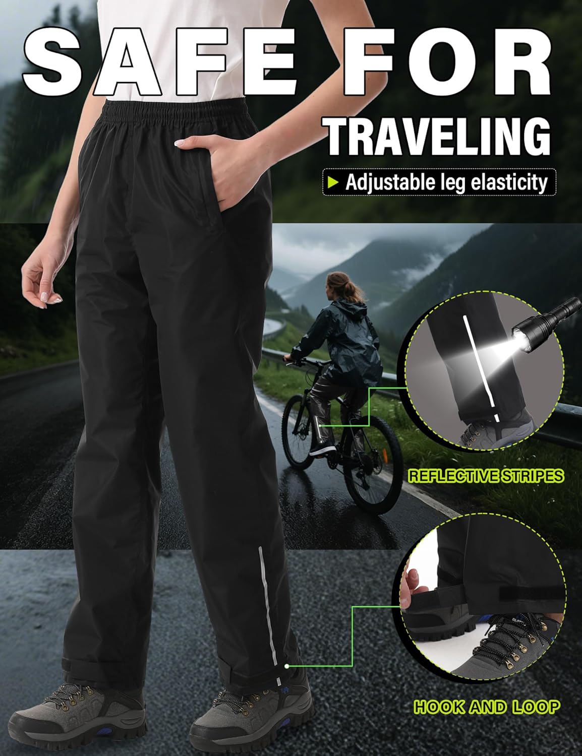 Thumbnail 4 de iCreek Women's Waterproof Rain Pants: Packable, Lightweight Protection for Outdoor Adventures