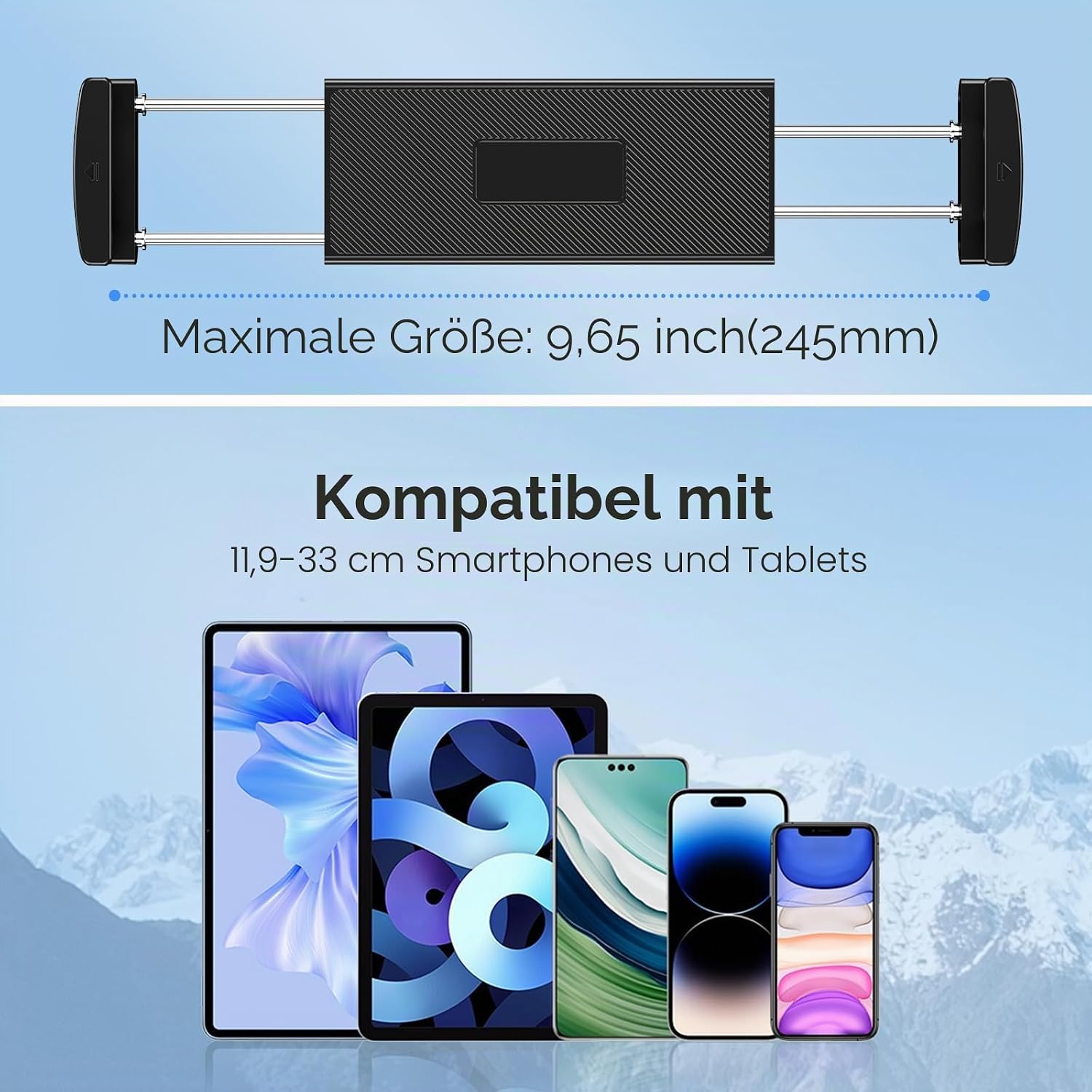 Thumbnail 3 de Lucrave Tablet Wandhalterung aus Aluminium – 360° drehbar, ausziehbar und faltbar (4,7–13\")