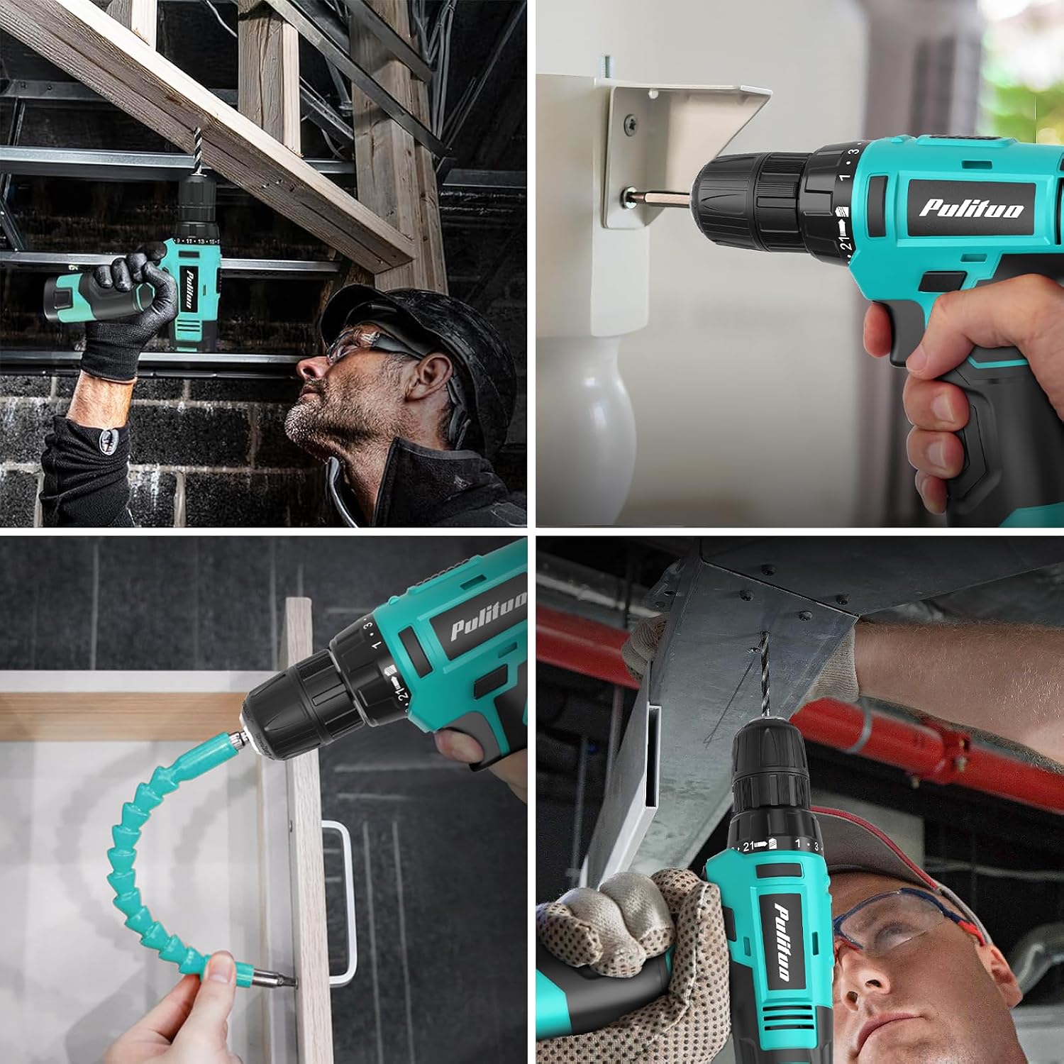 Thumbnail 6 de PULITUO 149-Piece Home Drill Set with Turquoise 12V Cordless Drill
