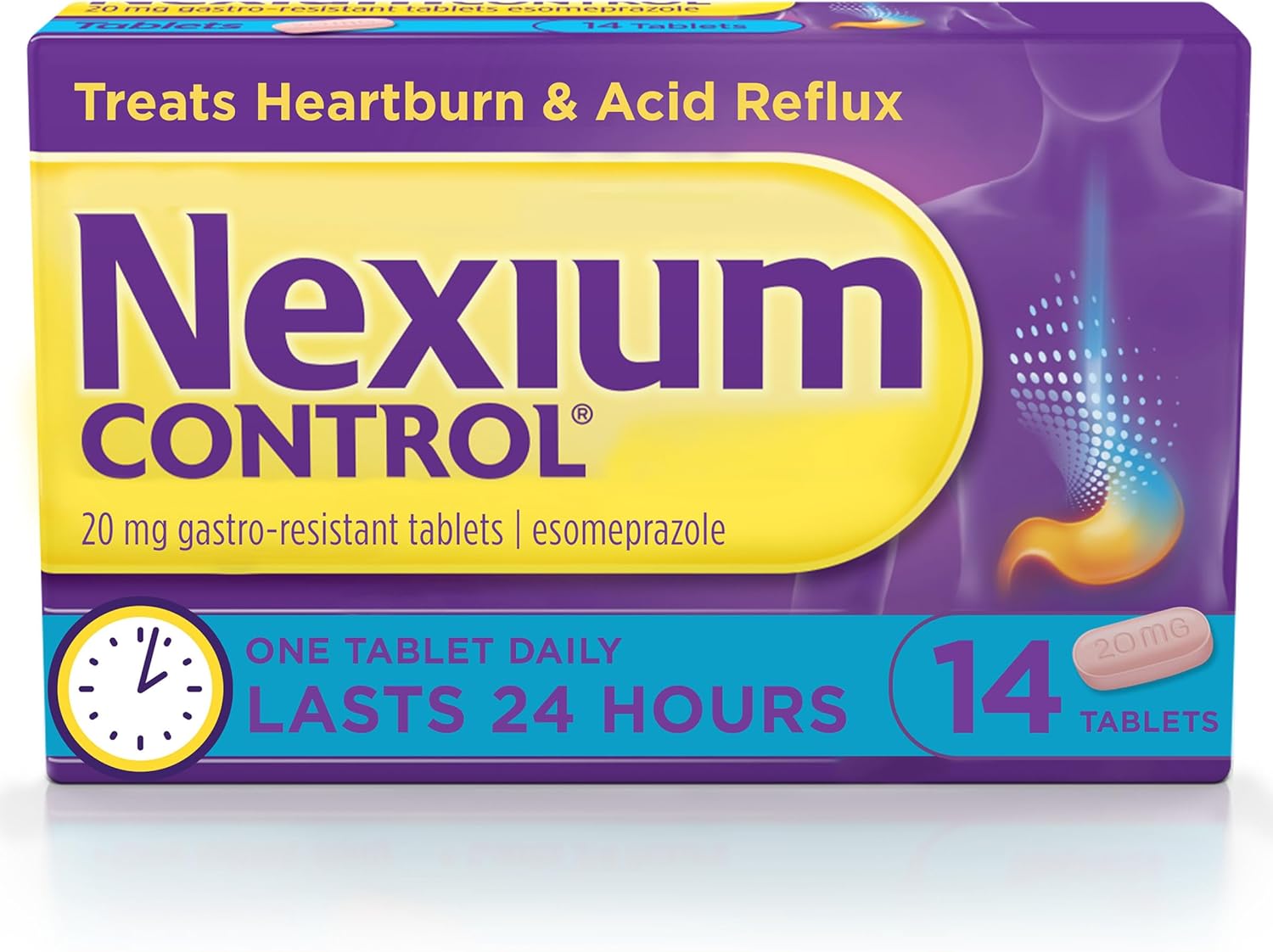 Detalle de Nexium Control Heartburn Tablets (Esomeprazole 20 mg) – 14 Count