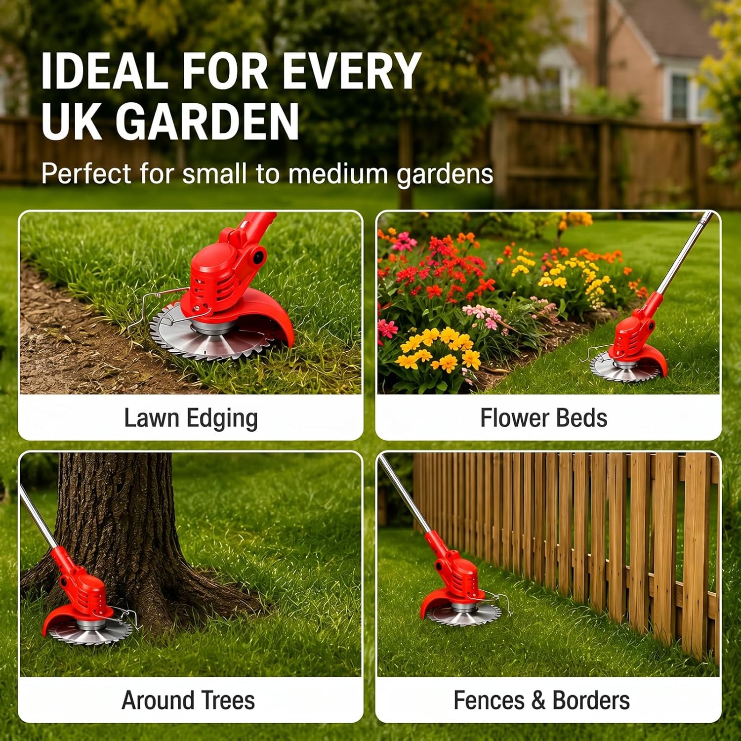 Thumbnail 1 de Xbzzgmg Cordless Strimmer: adjustable telescopic grass trimmer with 2 batteries and 4 blade types