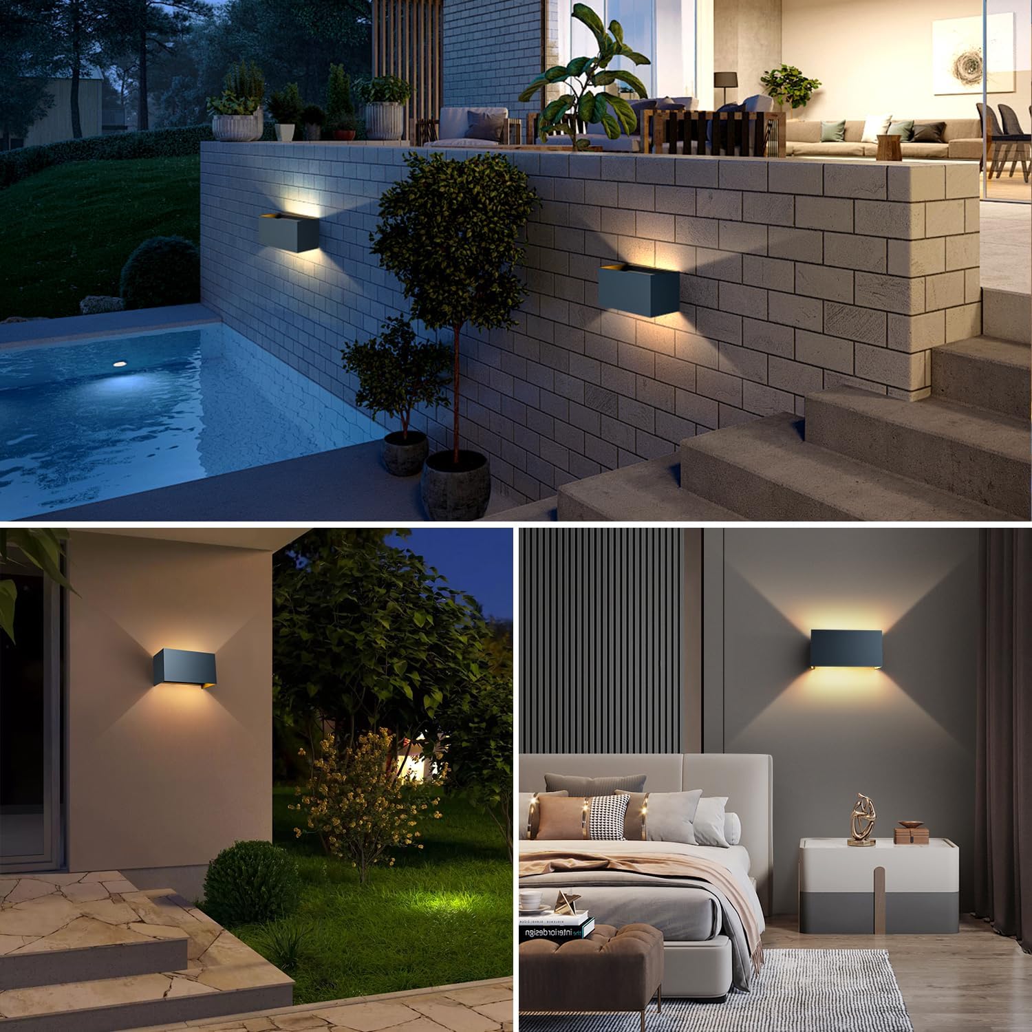 Detalle de Vatato LED Wandleuchte 24W | Außenleuchte aus Aluminium, IP65, 3000K, verstellbarer Abstrahlwinkel – Anthrazit
