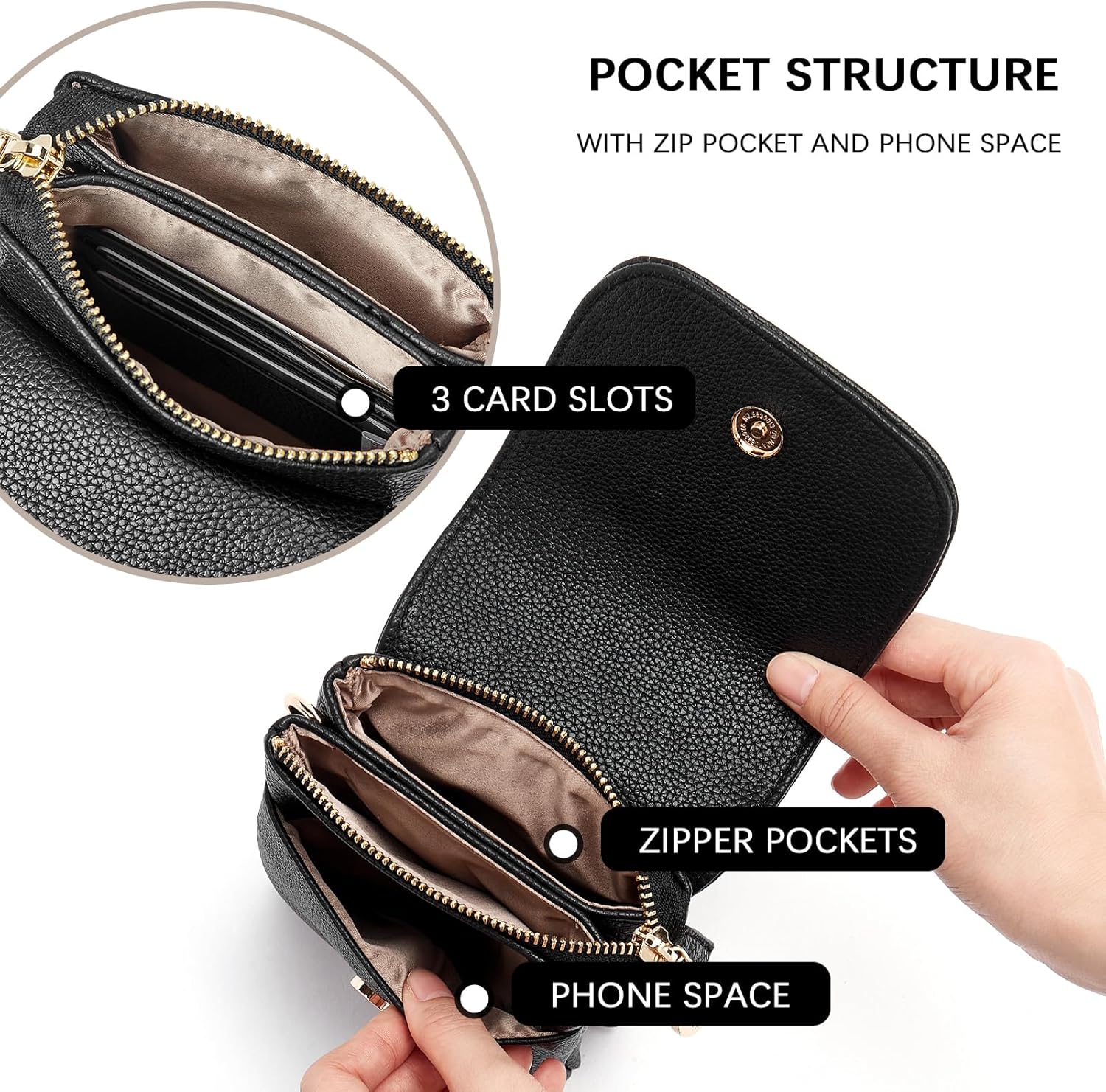 Thumbnail 5 de BOSTANTEN Crossbody Bag for Women (Vegan PU Leather) – Small Phone Wallet Shoulder Bag