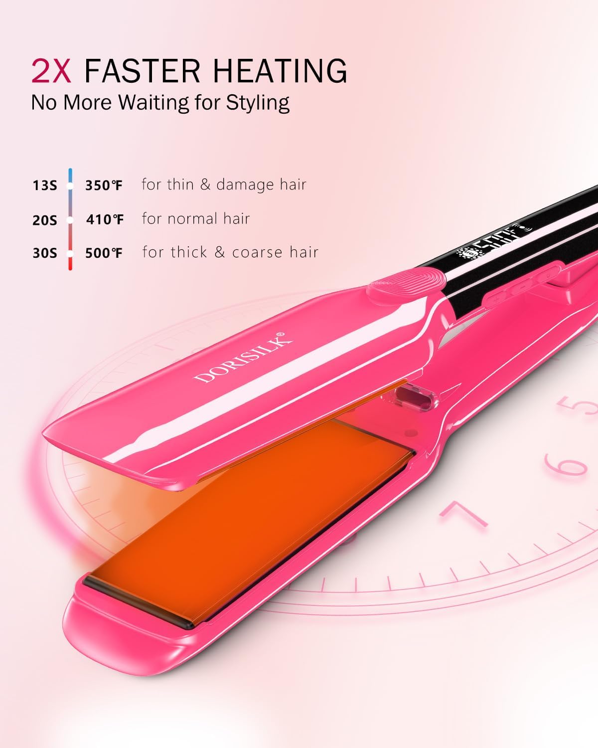 Thumbnail 4 de DORISILK 500 Degree High Temp Professional Hair Straightener & Curler with Ceramic Plate