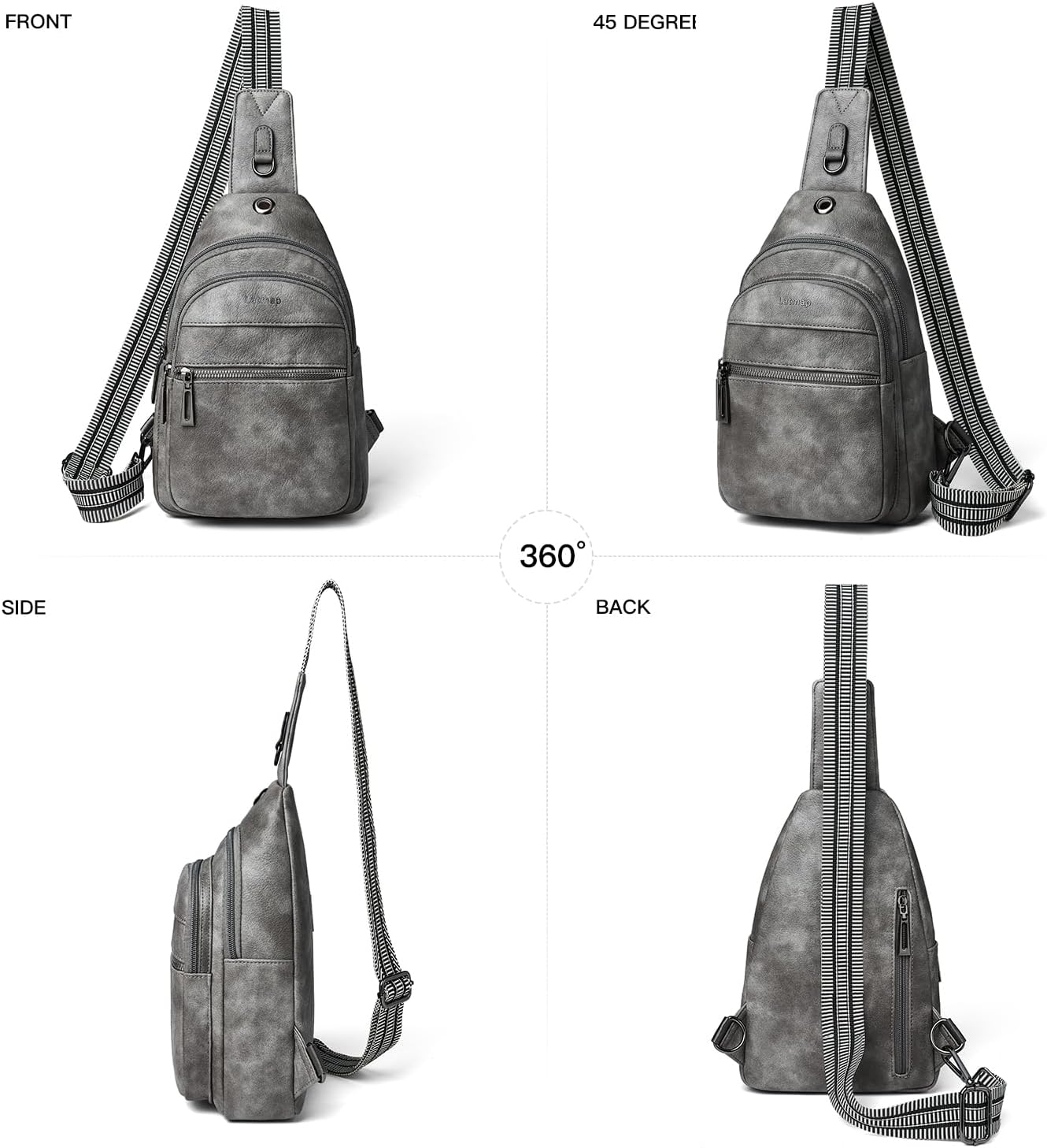 Detalle de LATMAP 7L Damen Bauchtasche Sling Bag – Crossbody, PU-Leder, 7 Liter, verstellbarer Trageriemen