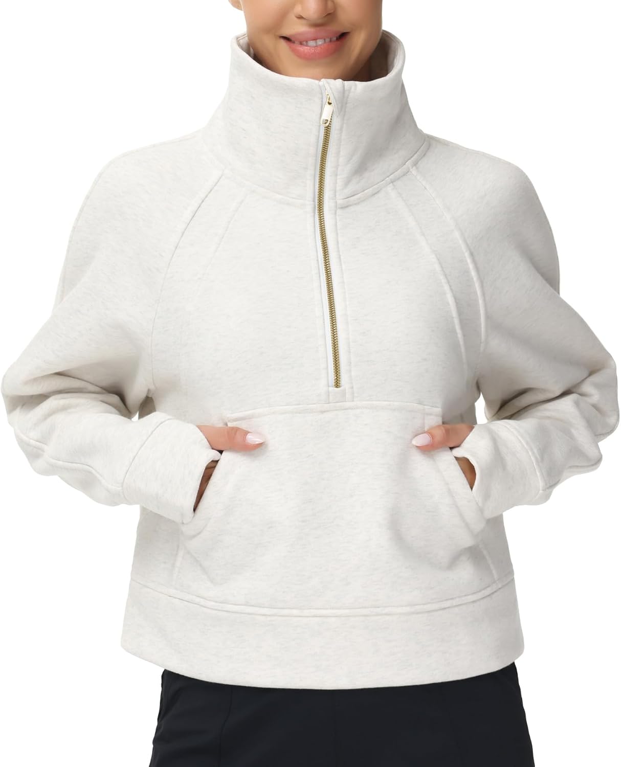 Detalle de THE GYM PEOPLE Half Zip Fleece Crop