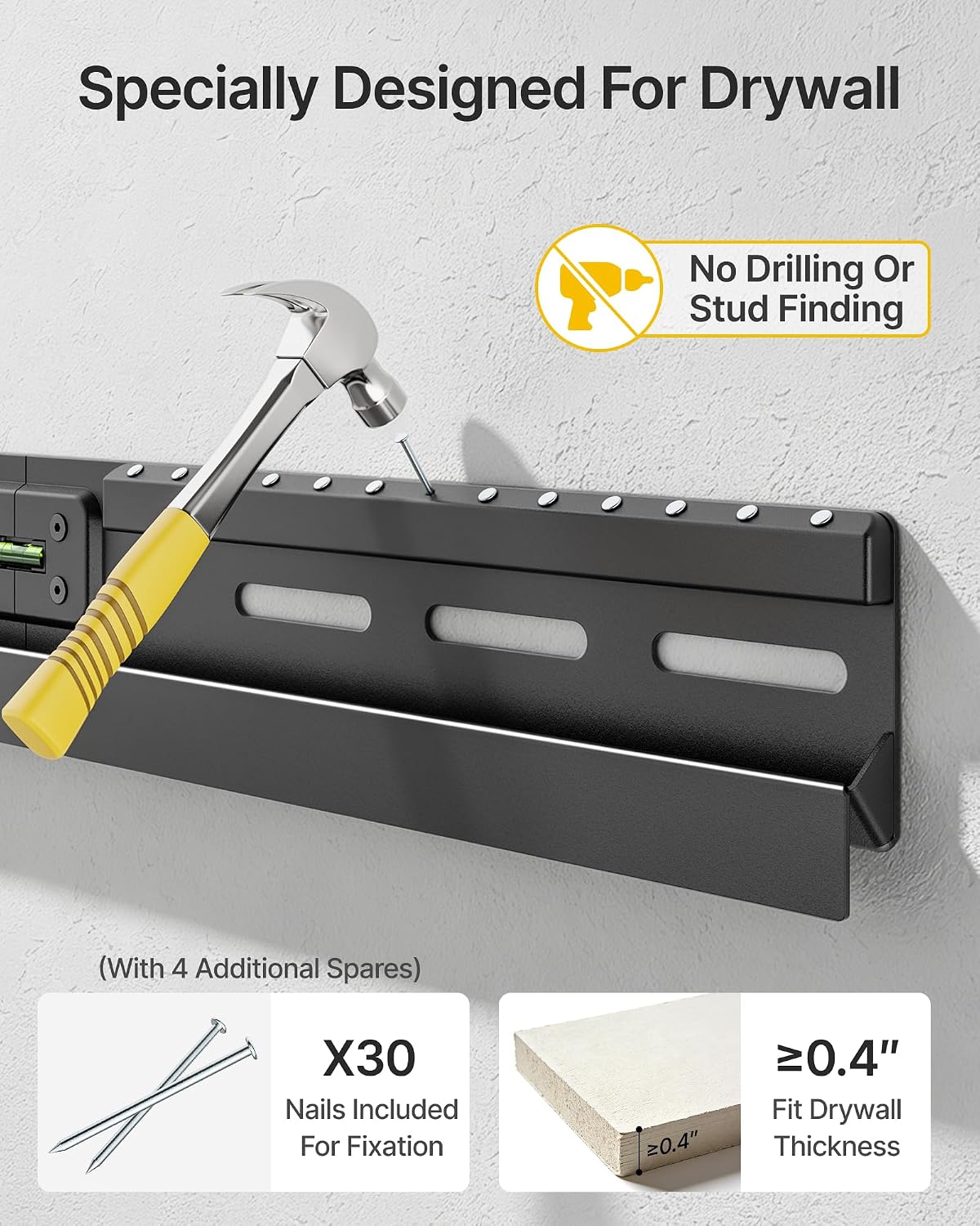 Detalle de monTEK No Stud TV Wall Mount for 37-86 Inch TVs (No Drill, Low Profile, Up to 165 lbs)