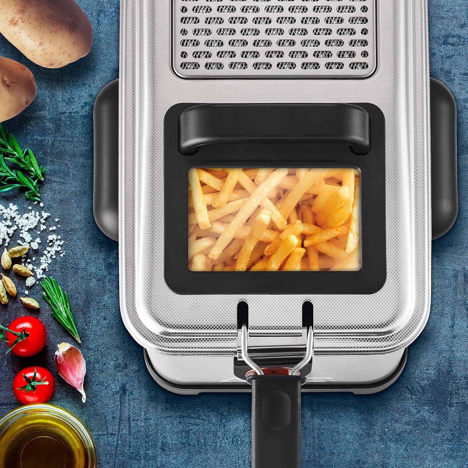 Detalle de Tefal Filtra Pro FR5160 friteuse, 4 liter, 2400 W en regelbare thermostaat