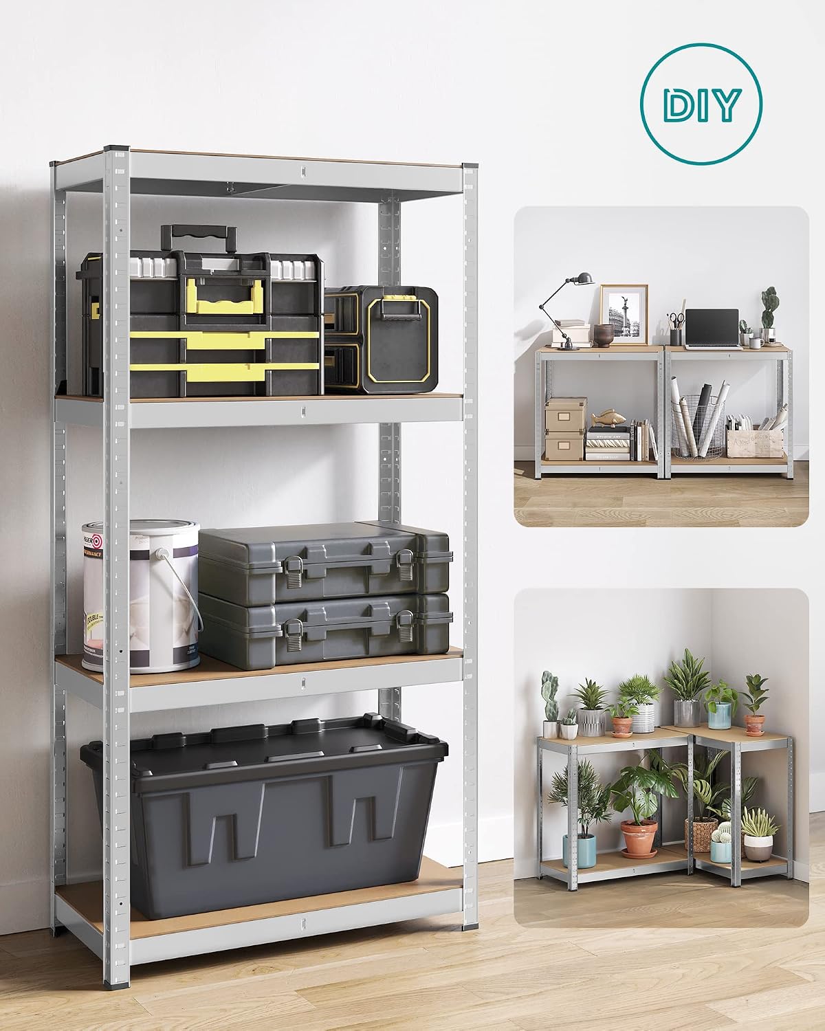 Thumbnail 5 de SONGMICS 4-Tier Shelving Units (Set of 2) – Boltless Steel Racking for Garage and Workshop