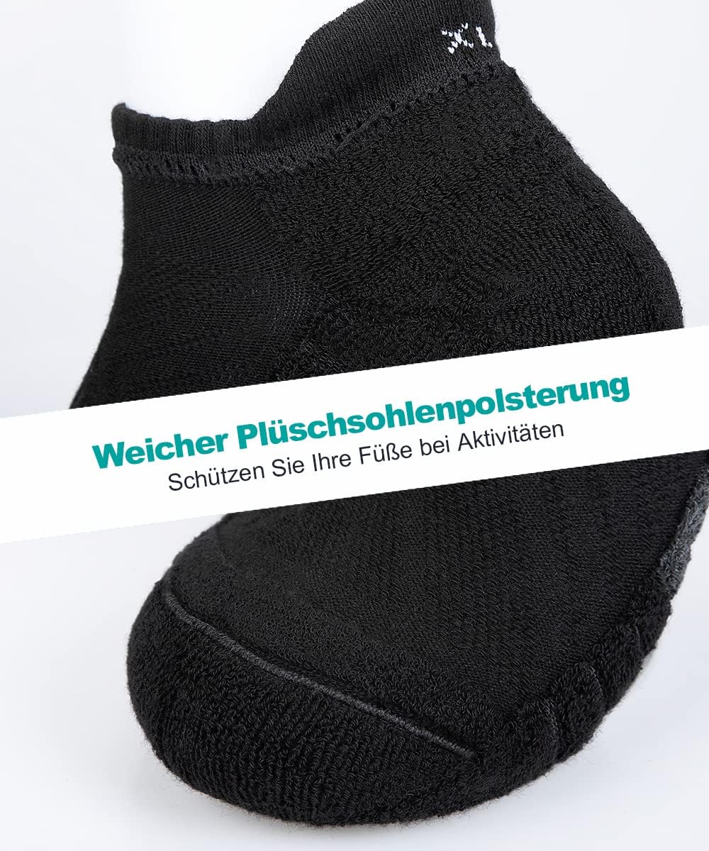 Thumbnail 3 de anqier 6 Paar Sneaker-Socken atmungsaktiv aus Baumwolle – kurz, leicht gepolstert (Schwarz/Weiß/Grau)