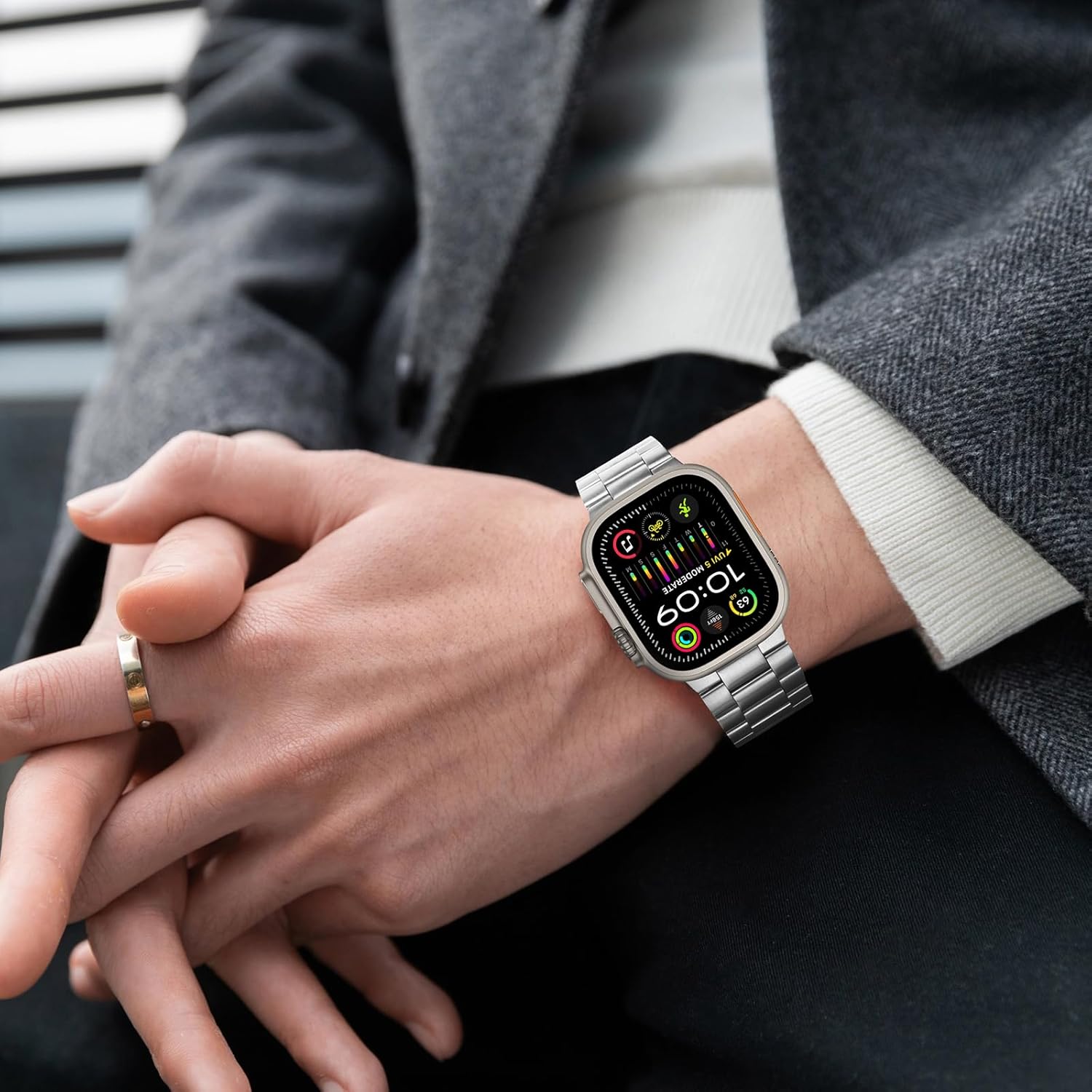 Thumbnail 6 de Anlinser Metal Strap for Apple Watch Ultra/Series (49mm–42mm) – Silver, 192mm Length, Tool-free Adjustment