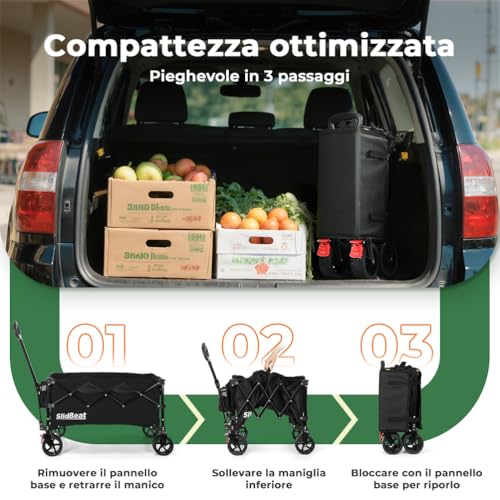 Thumbnail 8 de SLIDBEAT Carrello da Campeggio Portatile 120L con Ruote Grandi e Manico Regolabile