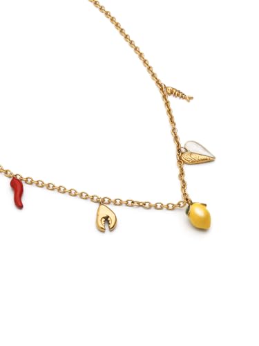 Detalle de SINGULARU Collar Mujer Multicharm Aperitivo Marino: encanto marinero en acero bañado en oro 18kt