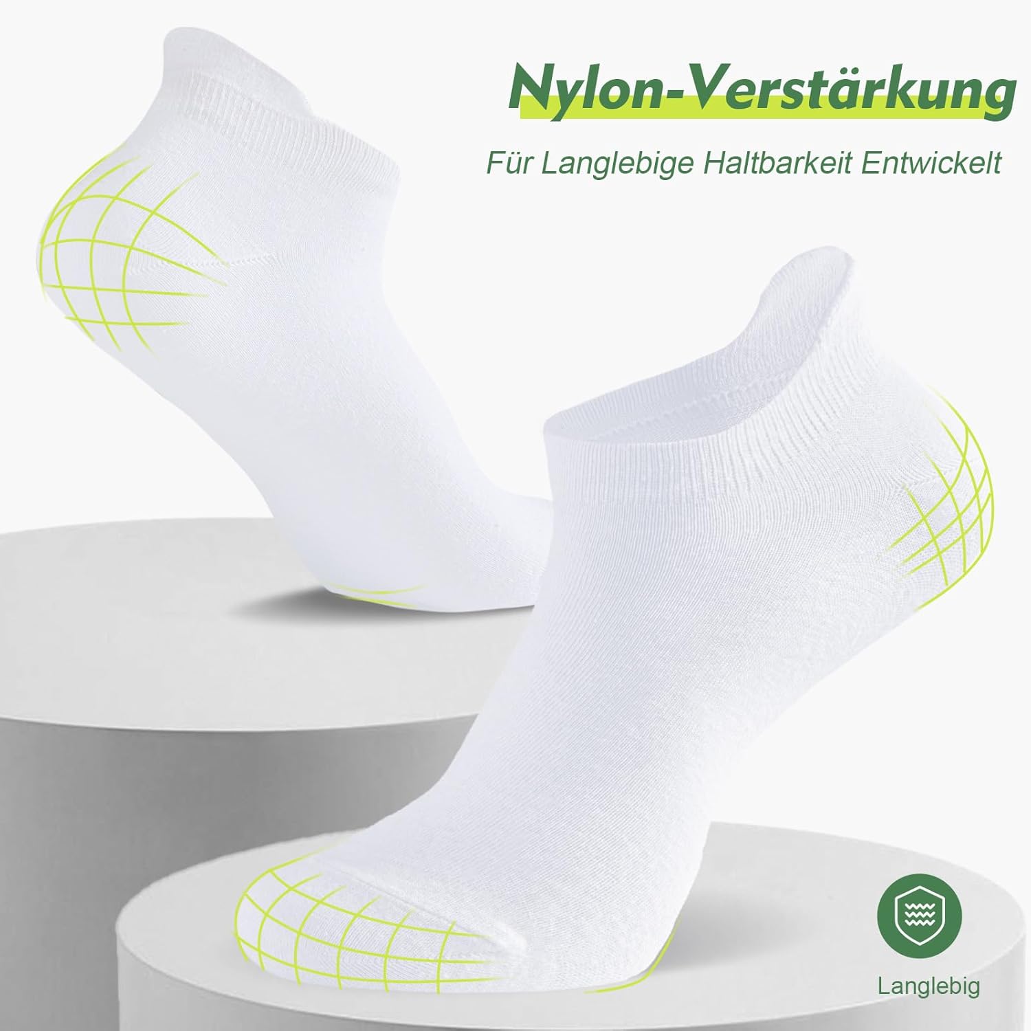 Detalle de SockWaddles 10 Paar Sneaker Socken für Herren & Damen – atmungsaktive Baumwoll-Kurzsocken (schwarz/weiß/grau)