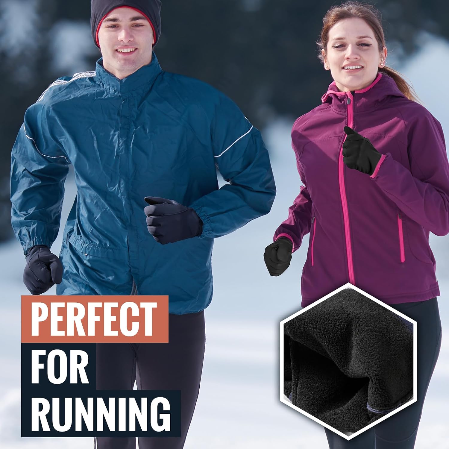 Detalle 1 de OZERO Men’s Touchscreen Winter Gloves, Lightweight Fleece-Lined with Silicone Grip
