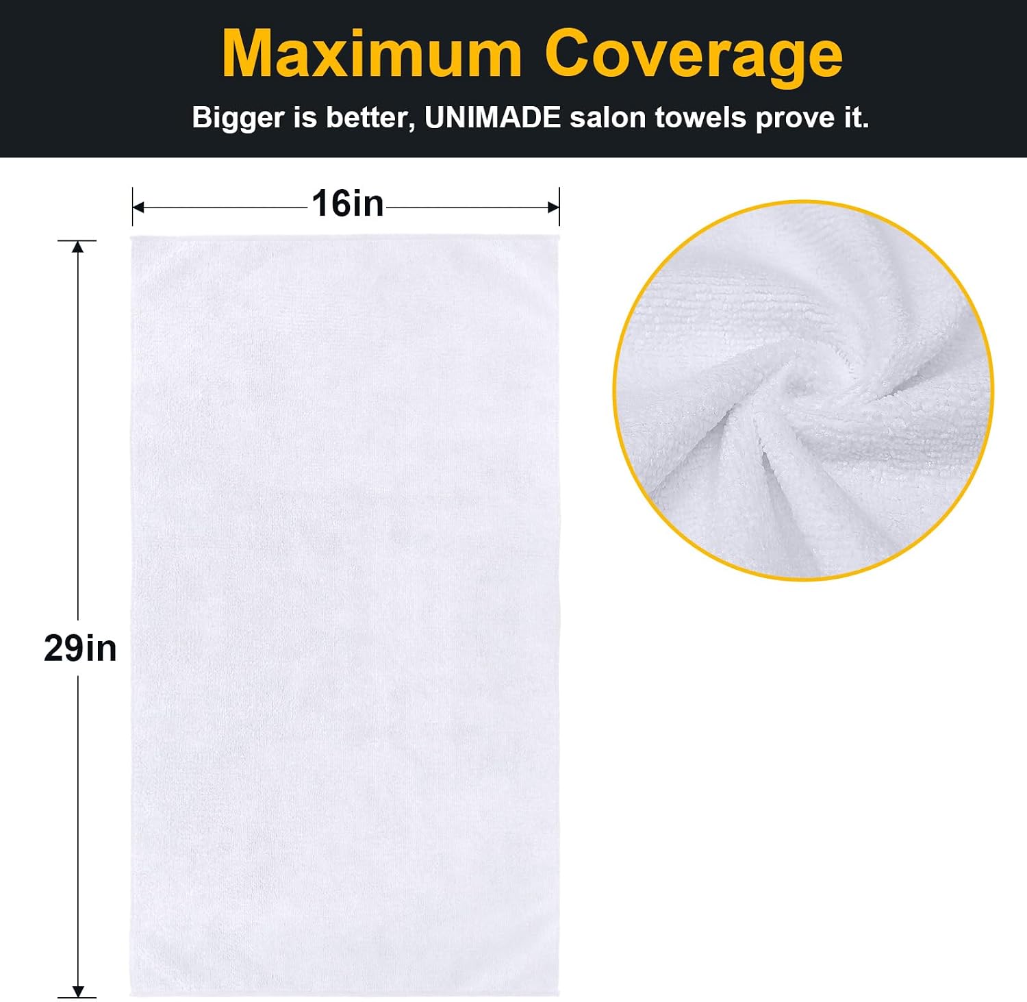 Detalle de UNIMADE Salon Towels 24 Pack: Ultra-Soft Microfiber Hand Towels, 16x29 inches