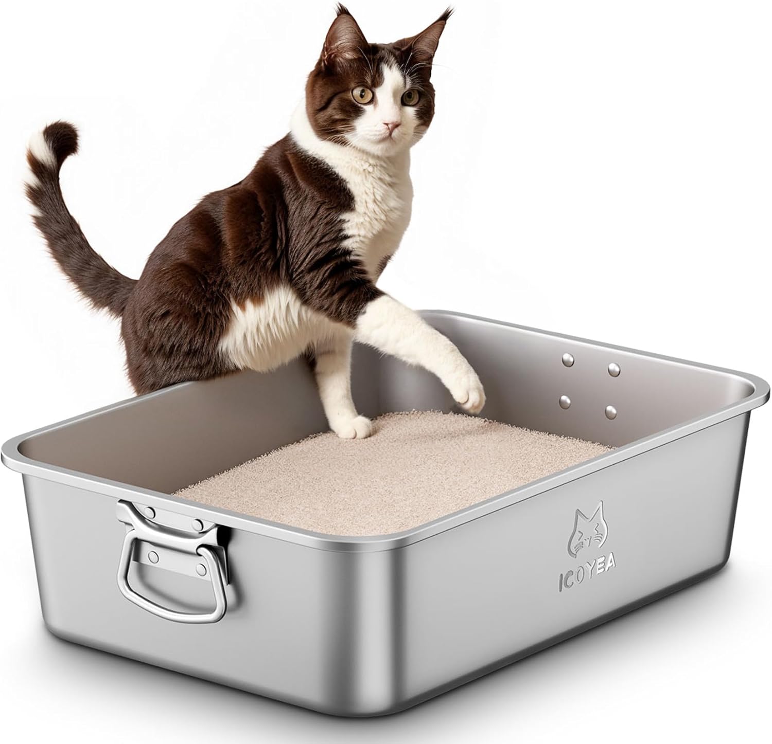Thumbnail 6 de Bac Litière en INOX pour Chats – 40×30×10 cm, antiadhérent et anti-odeurs