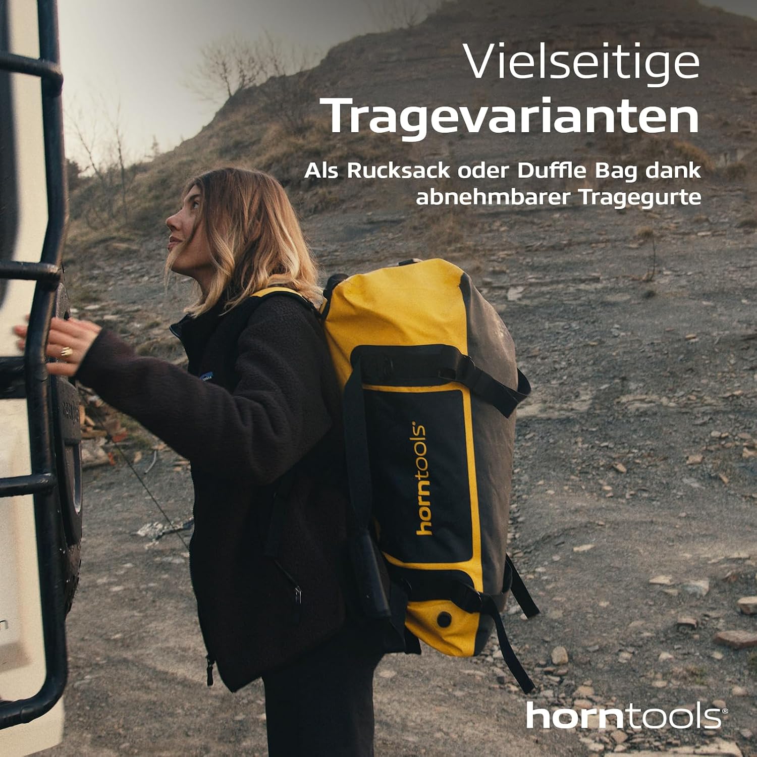 Thumbnail 2 de horntools Expedition Tasche 90 l – 100% wasserdicht, abnehmbare Tragegurte, gelb